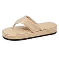 thumbnail image 6 of Rokment Platform Flip Flops Dress Sandals for Women 2026 Fashion Casual Leather Thick Sole Cushioned Slip on Thongs Beach Summer Comfort Walking Flat Slippers Beige Size 6, 6 of 8