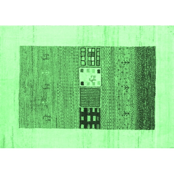 Ahgly Company Indoor Rectangle Solid Emerald Green Modern Area Rugs, 2' x 4'