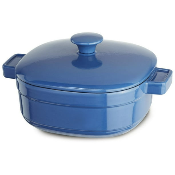 KitchenAid KCLI30CRNB Streamline Spring Blue Cast Iron 3Quart Casserole Dish with Lid Walmart