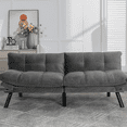 thumbnail image 2 of Sesslife 71" Velvet Futon Sofa Bed with Adjustable Armrests, Convertible Futon Couch, Sectional Couches for Living Room, Bedroom, Apart, Office, 3-Level Adjustable Backrest(Gray), 2 of 8
