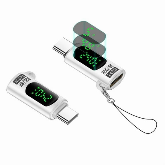 USB4 80Gbps Adapter Digital Display USB 4 V2.0 80Gbps Type C to Type C OTG Cable Connector 240W 8K White,1 * Adapter,White