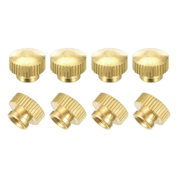 Brass Knurled Thumb Nuts, M5x0.8mm Round Stepped Knobs Fasteners 8Pack