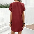 thumbnail image 4 of IDALL Summer Dresses,Casual Dresses Women's Spring And Autumn V Neck Solid Color Pullover Casual Button Dress Petite Dresses,Modest Dresses,Womens Dresses Red Dress S, 4 of 5
