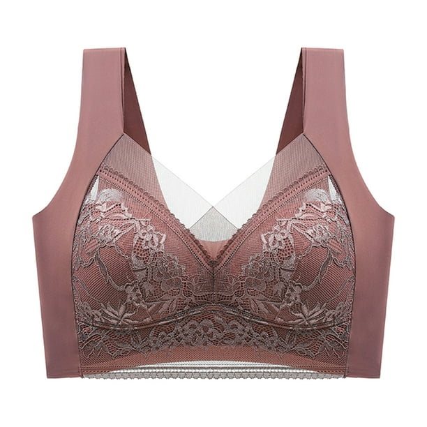 Aayomet Bras for Women Pack Flower Seamless Underwear Backless Tank Waist  Coat Bra Wrapped Bust 2 Pack (Red, L) 
