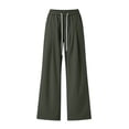 thumbnail image 2 of Lenpel Womens Wide Leg Pants Casual Drawstring Elastic Waist Trousers with Pockets Lightweight Lounge Pants, 2 of 4