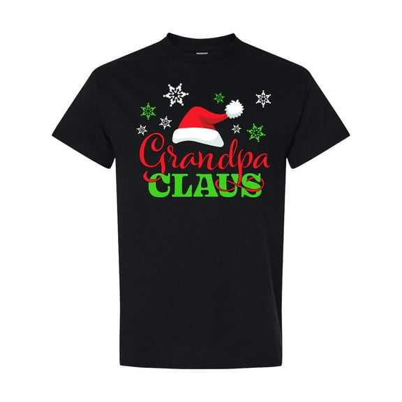 Inktastic Grandpa Claus with Christmas Santa Hat and Snowflakes T-Shirt