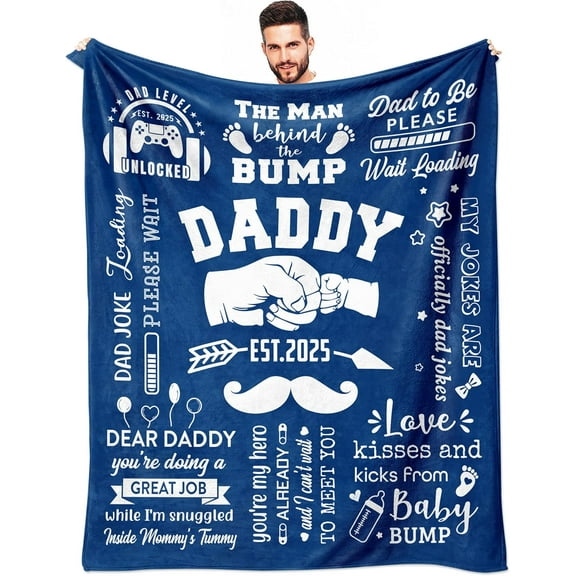 New Dad Gifts Blanket 60"x 50", First Time Dad Gifts, Dad to Be Gifts for 1st Time Dad, Expectant Dad Gifts, Dad Est 2025, Father to Be Gifts, Daddy to Be Gifts, Soon to Be Dad Gifts