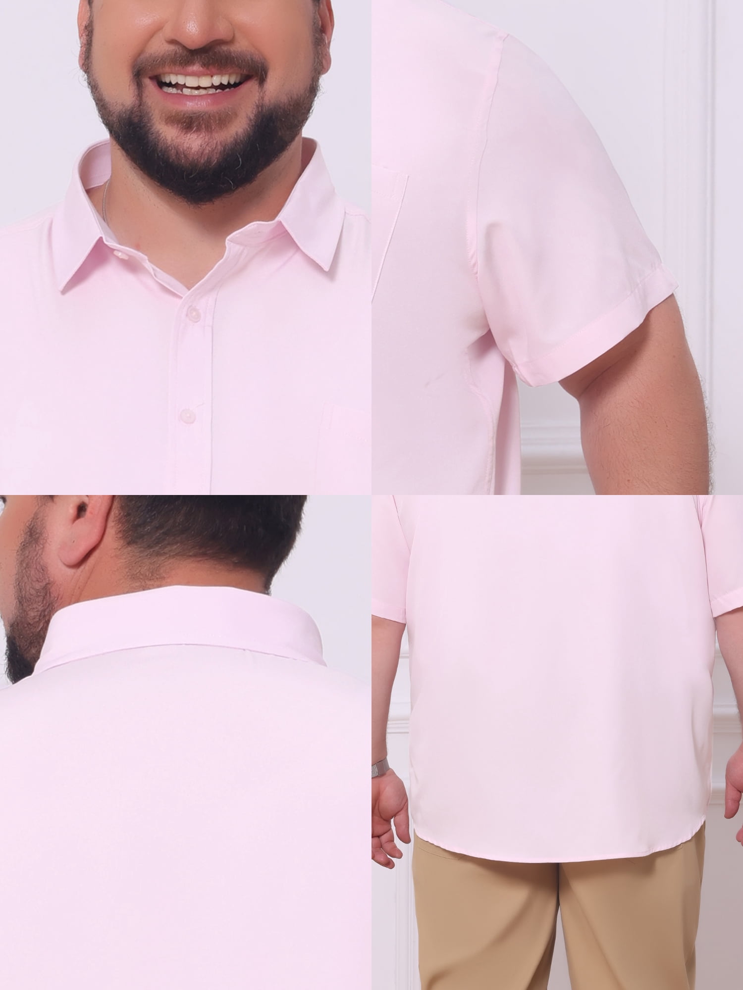 DARING DIVA Men's Big and Tall Business Dress Shirt with Chest Pocket XL Pink