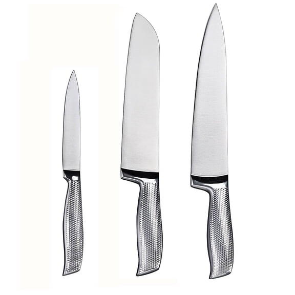3-Piece Professional Chef Knife Set - 8" Chef, 7" Santoku, 5" Utility - Razor-Sharp 5Cr15MoV High-Carbon Stainless Steel, Full Tang & Non-Slip Handle - Gift-Ready for Home Kitchen & Chefs