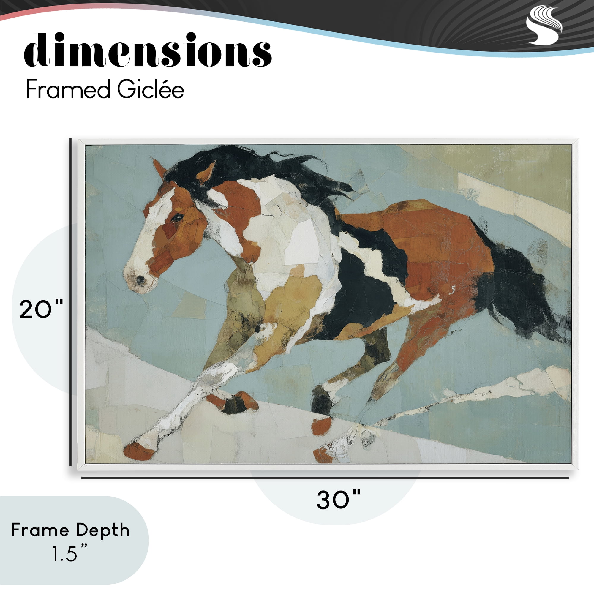 Stupell Industries Paint Horse in Motion White Framed Giclee Art, design by Chromatic Storm Studio