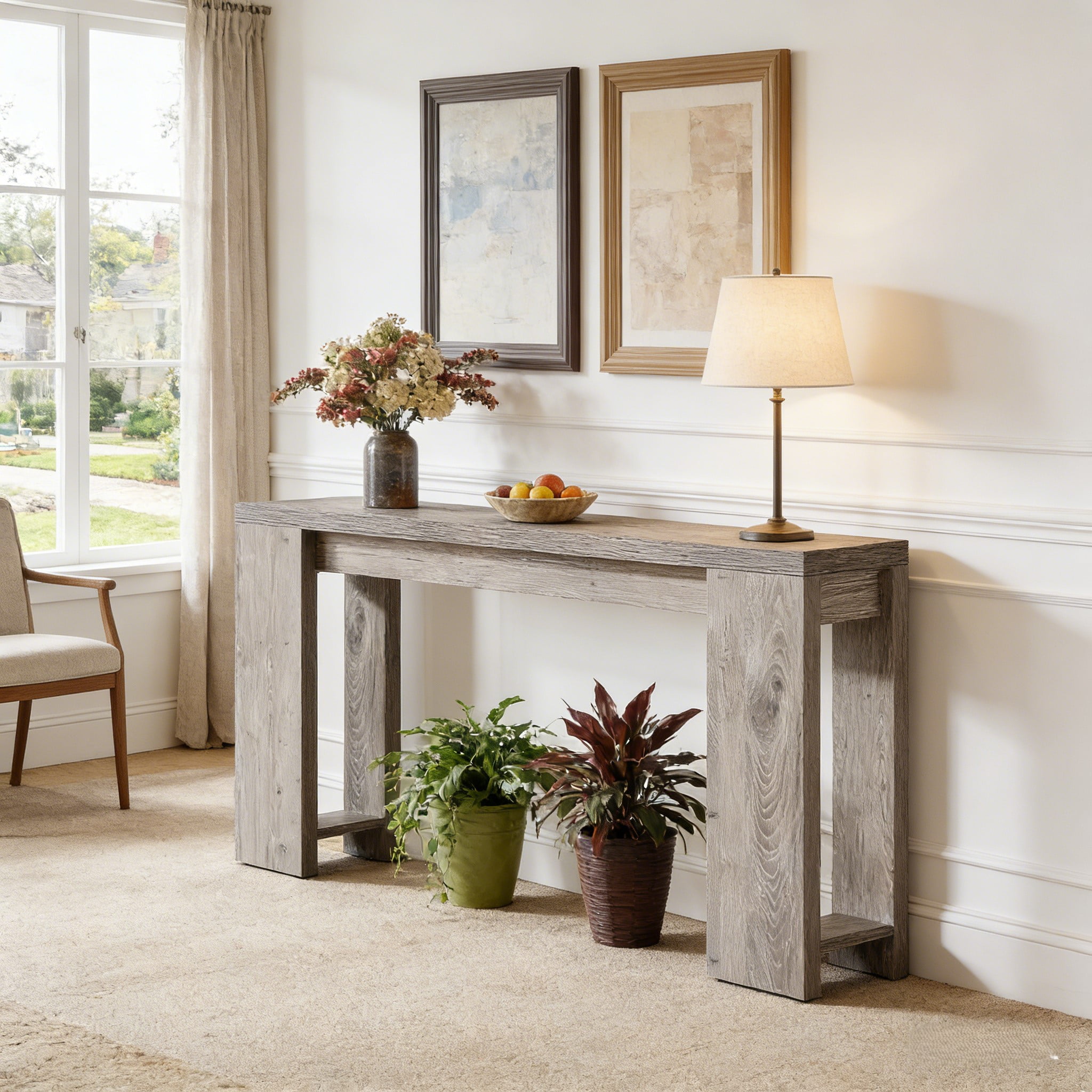 Fnova 70.9" Extra Long Console Table, Wide Sideboard Sofa Table, Farmhouse Entryway Table Behind Couch Accent Table for Living Room Hallway Home Decor Furniture