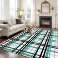 thumbnail image 4 of 8x10 Washable Area Rug, Abstract Stripes Non-Slip Extra Large Rectangle Rug for Living Room Bedroom, Turquoise Black Grey Plaid Indoor Floor Mat for Home Decor, 4 of 9