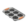 thumbnail image 3 of Rachael Ray Yum-o Nonstick 6 Cup Muffin Pan in Gray and Orange, 3 of 5