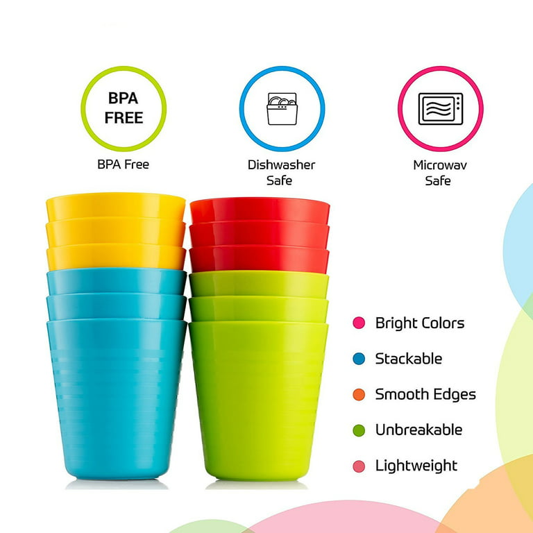 Honla 8 oz Kids Cups,Set of 20 Small Plastic Cups for Kids,BPA Free  Cups,Dishwasher Safe,Reusable and Unbreakable Children Drinking Cups  Tumblers in 5