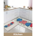 thumbnail image 2 of Flag Stars Stripes Kitchen Mat 2 Piece 4th of July Kitchen Rugs Non Slip Heart Star Eucalyptus Leaves Mats, Patriotic Soft Runner Rug Water Absorbent Star loor Mat for Sink 17"x30"+17"x47", 2 of 6