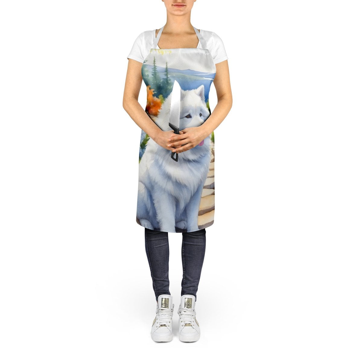 Samoyed Spring Path Apron 27 in x 30 in
