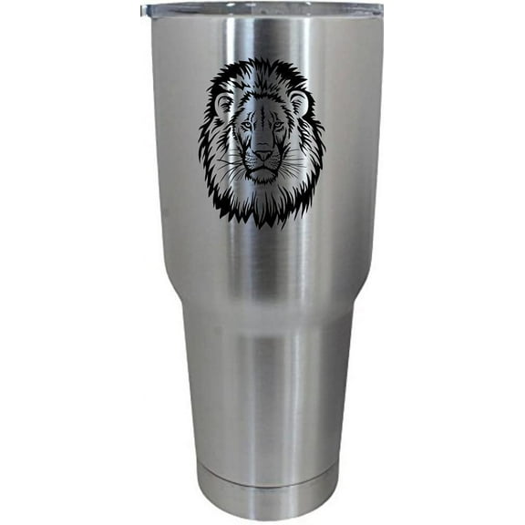 Lion Face Zoo Animal Themed Etched 30oz Stainless Steel Tumbler