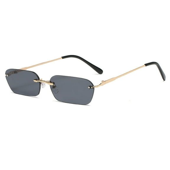 Rimless Square Sunglasses for Men and Women Metal Frame Strong Durable Eyewear UV400 Protection Fashion Shades with PC