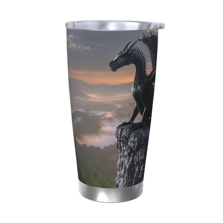 

Logiee Black Dragon Cliff Dawn Print 20OZ Car Cup with Lid Stainless Steel Vacuum Insulated Double Wall Travel Tumbler Durable Insulated Coffee Mug Thermal Cup with Straw-Without Straw