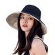 thumbnail image 1 of Ladies Sun Hat Cotton Bucket Hat Fashion Summer Beach Wide Brim Hat Travel Foldable Double Sided Wearable Hat (Black+Beige), 1 of 3