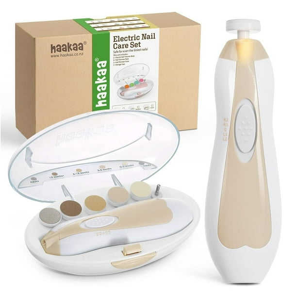 Set de cuidado de uñas Haakaa Acorn, cortauñas eléctrico, con 6 almohadillas
