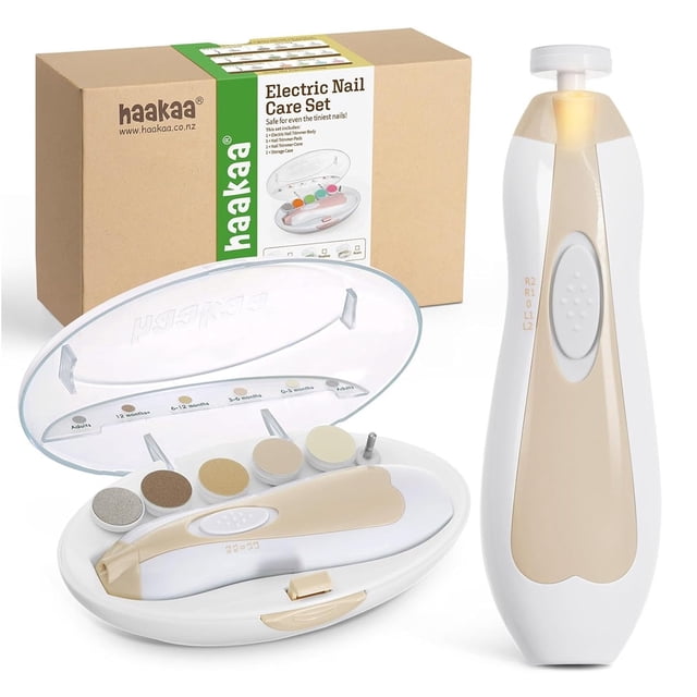 Set de cuidado de uñas Haakaa Acorn, cortauñas eléctrico, con 6 almohadillas
