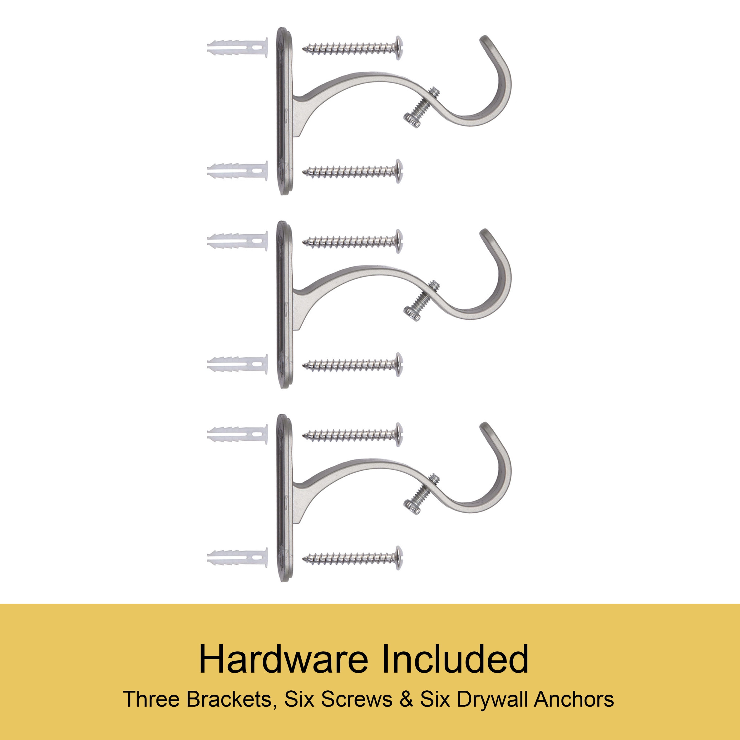 Kenney Weaver 1" Rust-Resistant Single Curtain Rod, 72-144", Brushed Nickel