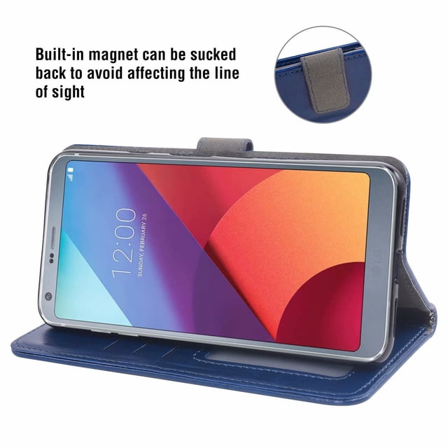 Mobile Phone Cover for Lg G6, Cover Premium Pu Leather Tpu Flip Cover Magnetic Closure Card Compartment Stand Function Wallet with Lanyard Protective Cover