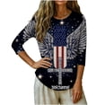 thumbnail image 6 of 250th Anniversary Women's Casual 3/4 Sleeve T-Shirt 250 Years of Freedom Shirt American Flag Patriotic Clothes, 6 of 7