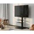 thumbnail image 3 of FITUEYES TV Stand with Swivel Mount Glass Base for up to 65 inch with two shelves Samsung Vizio TCL LED LCD flat screen TVs,TT307001MB-1, 3 of 8