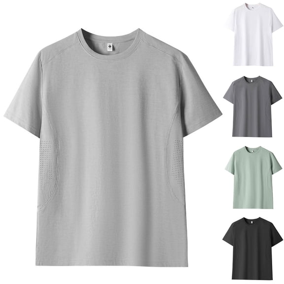Men’s Bamboo Viscose Cotton Blend Undershirt Ultra Soft T-Shirts Breathable Moisture Wicking Stretch Cooling Tee Big and Tall Size S-4XL White