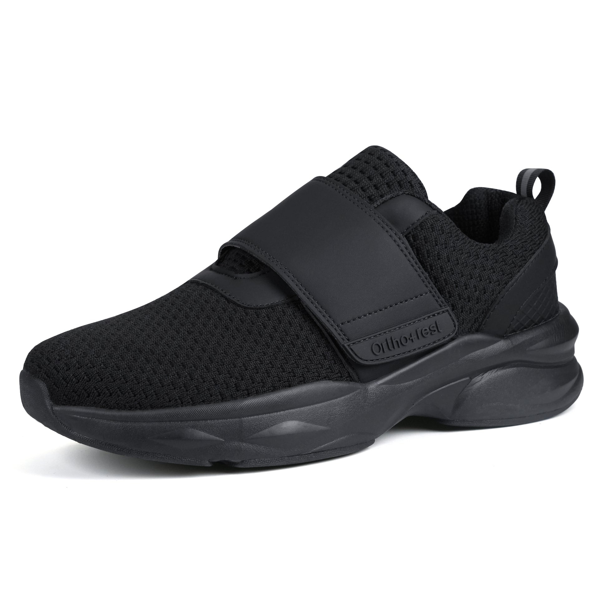 JABASIC Hombres Diabéticos Zapatos para caminar Edema Zapatos para los pies hinchados Arco de soporte ortopédico Zapatillas de deporte (US10/MX28.5,Negro)