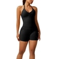 thumbnail image 2 of SEMPAI Women 2 Piece Seamless workout Sets Halter Backless Impact Longline Strappy Tank Top Sport Gym Yoga Bike Shorts, 2 of 5
