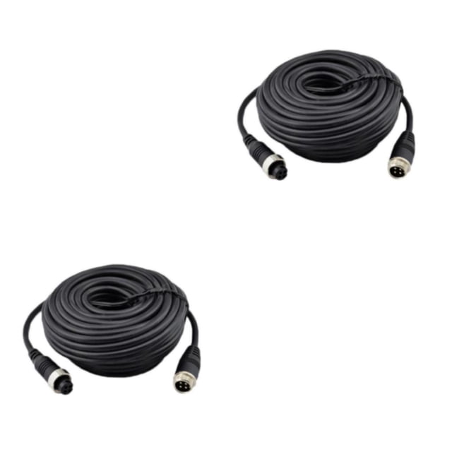 Ruiboury Heavy-duty 4Pin Video Extension Cable Wire for Bus Truck Reversing Rear View Camera Black 20M 2Set