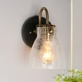 thumbnail image 2 of LNC Crackled Glass Wall Sconce, Black & Gold 1-Light Fixture for Powder & Vanity Rooms, 2 of 14