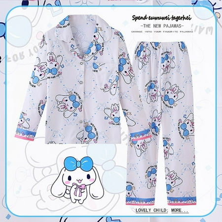 

Sanrio Hello Kitty Children Pajama Suit Long-Sleeved Cartoon Cinnamoroll Kuromi Autumn Anime Cute Sleepwear Student Kids Clothes