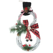 Willstar Christmas Snowman Wreath Artificial Wreath for Christmas Wreath Decorations Snowman Garland with Ornaments Led Fairy Lights for Xmas Party