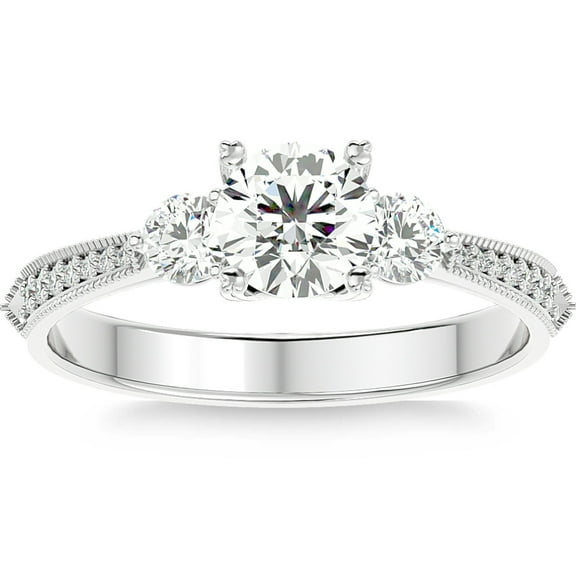 Empire Jewelry 14K White Gold Plated Solitaire Wedding Anniversary Ring - Round Brilliant Cut 1.7 Ct Moissanite Engagement Ring for Women's - Promise Gifts for Her - Valentine Proposal Rings