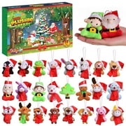 Fun Little Toys 24PCS Christmas Advent Calendar Mini Plushies,  Christmas Advent Calendar Mini Stuffed Animals Plush Keychain, Small Toys Gifts Party Favors Stuffers