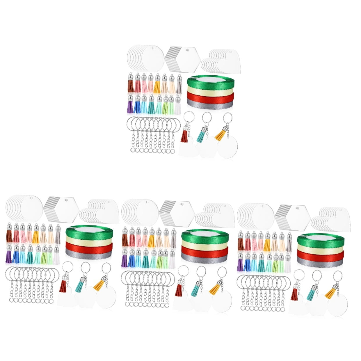 4 Sets Acrylic Key Ring Transparent Keychain Blanks Accessories Lovers