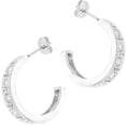 thumbnail image 2 of Precious Stars Silvertone 2 mm Round-Cut Cubic Zirconia Semi-Hoop Earrings, 2 of 3