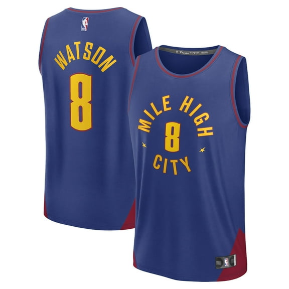 Men's Fanatics Peyton Watson Blue Denver Nuggets Fast Break Replica Player Jersey - Statement Edition