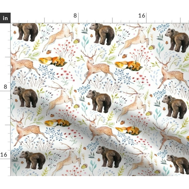 Spoonflower Fabric - Deer Fox Bear Nursery Floral Flowers Woodland Animals Printed on Petal Signature Cotton Fabric by the Yard - Sewing Quilting Apparel Crafts Decor Spoonflower Fabric - Deer Fox Bear Nursery Floral Flowers Woodland Animals Printed on Petal Signature Cotton Fabric by the Yard - Sewing Quilting Apparel Crafts Decor