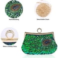 thumbnail image 5 of CoCopeanut Retro Peacock Handbag Sequin Clutch Bag Evening Shoulder Bag Wedding Crossbody Bag Prom Purse, 5 of 6