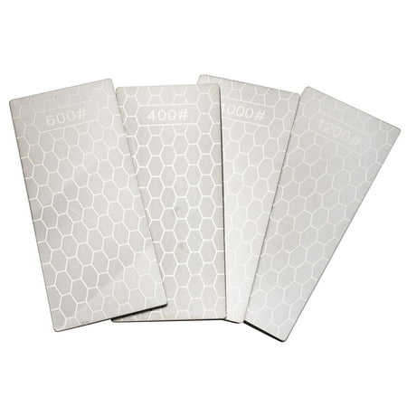 

4Pcs Diamond Sharpening Stones Single Side Honeycomb Diamond Sharpener Plate Honing Stone 400/600/1000/1200 Grit 150mm x 63mm x 3mm