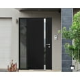 thumbnail image 3 of Front Exterior Prehung Steel Door / Cynex 6777 Black / Side Exterior Window / Stainless Inserts Single Modern Painted-W32+14" x H80"-Left-hand Outswing, 3 of 6