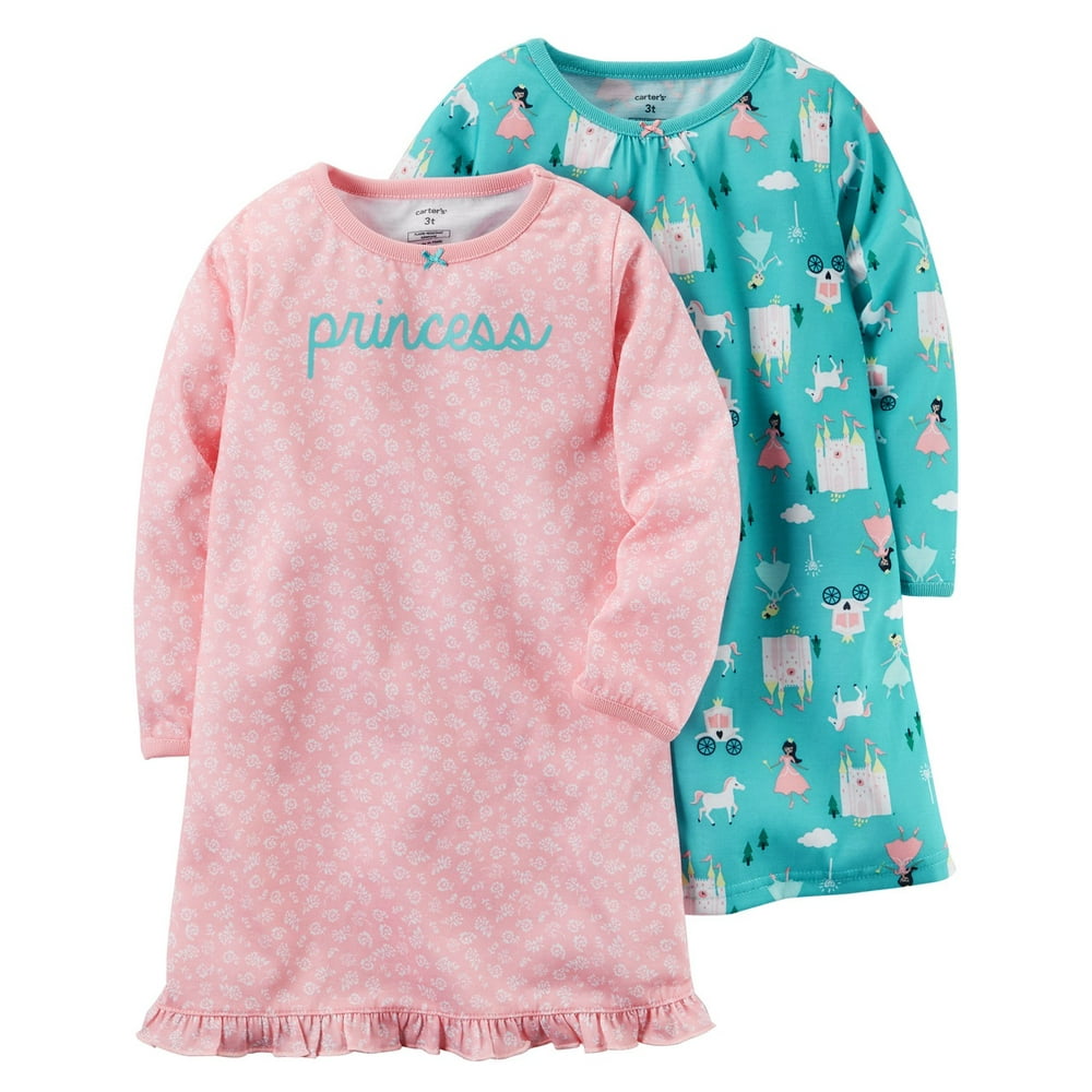 Carter's - Carter's Big Girls' 2-Pack Sleep Gowns, Princess Pattern, 8-10 - Walmart.com