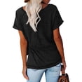thumbnail image 4 of Tbopshirt Womens Top Fashion Womens Leisure Solid Color Short Sleeve Round Neck Casual Loose Tops, 4 of 5
