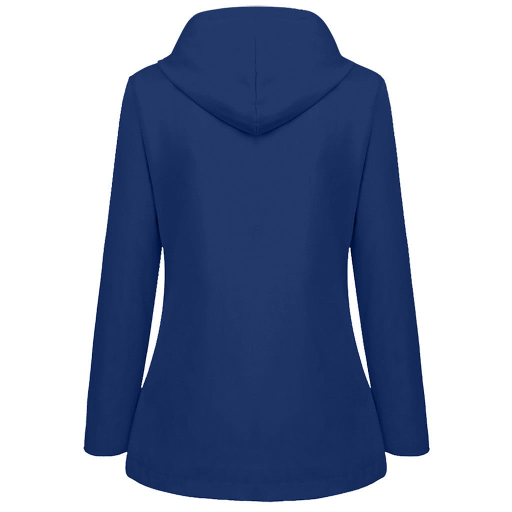 Womens Plus Size Zipper Up Jackets with Hooded Pockets S-5X Casual Waterproof Raincoats Solid Stripe Lined Long Sleeve Outerwear Coats