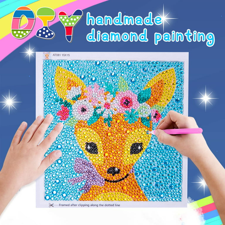 5D Diamond Painting Kit for Kids Beginners, with Wooden Frame Art for Kids, DIY